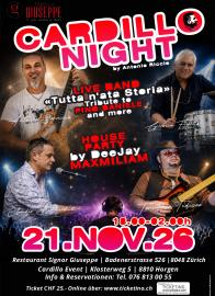 Full flyer for Cardillo Night in Zurich on 21 November 2026